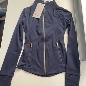 Lululemon Athletica Navy Blue Full-Zip Utility Jacket with Gold Hardware